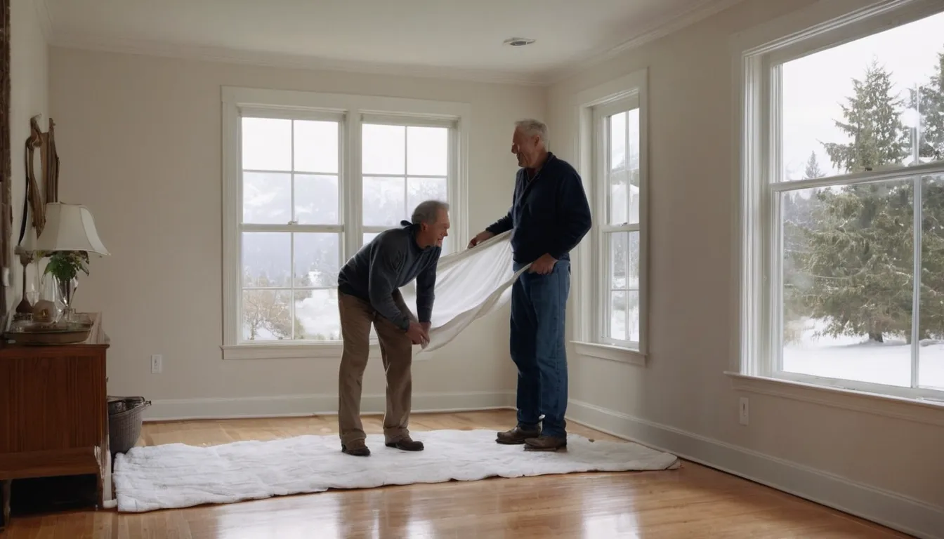 Homeowner and a window installer looking at a new window in a bright living room in Pittsburgh